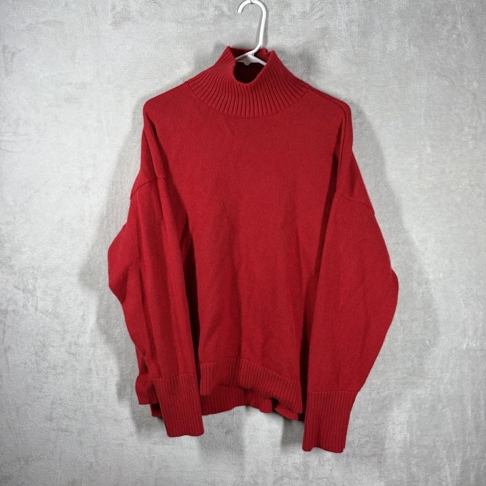 J. McLaughlin Oversized Red Cashmere Sweater Size XL Luxury Old Money Capsule